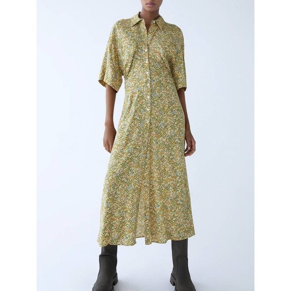 NWT Zara Gorgeous new Printed Floral Shirt Midi Dress Zara.price is firm - Picture 7 of 8